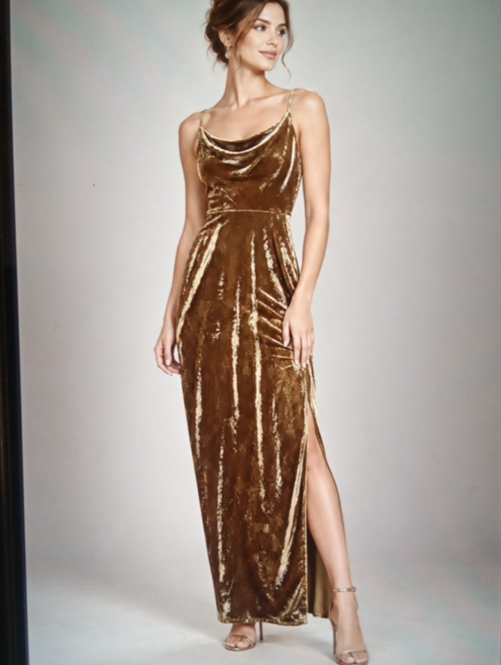 Adelyn Rae Zana  Velvet Cowl Neck Slip Dress Xs Holiday Romantic Fairycore